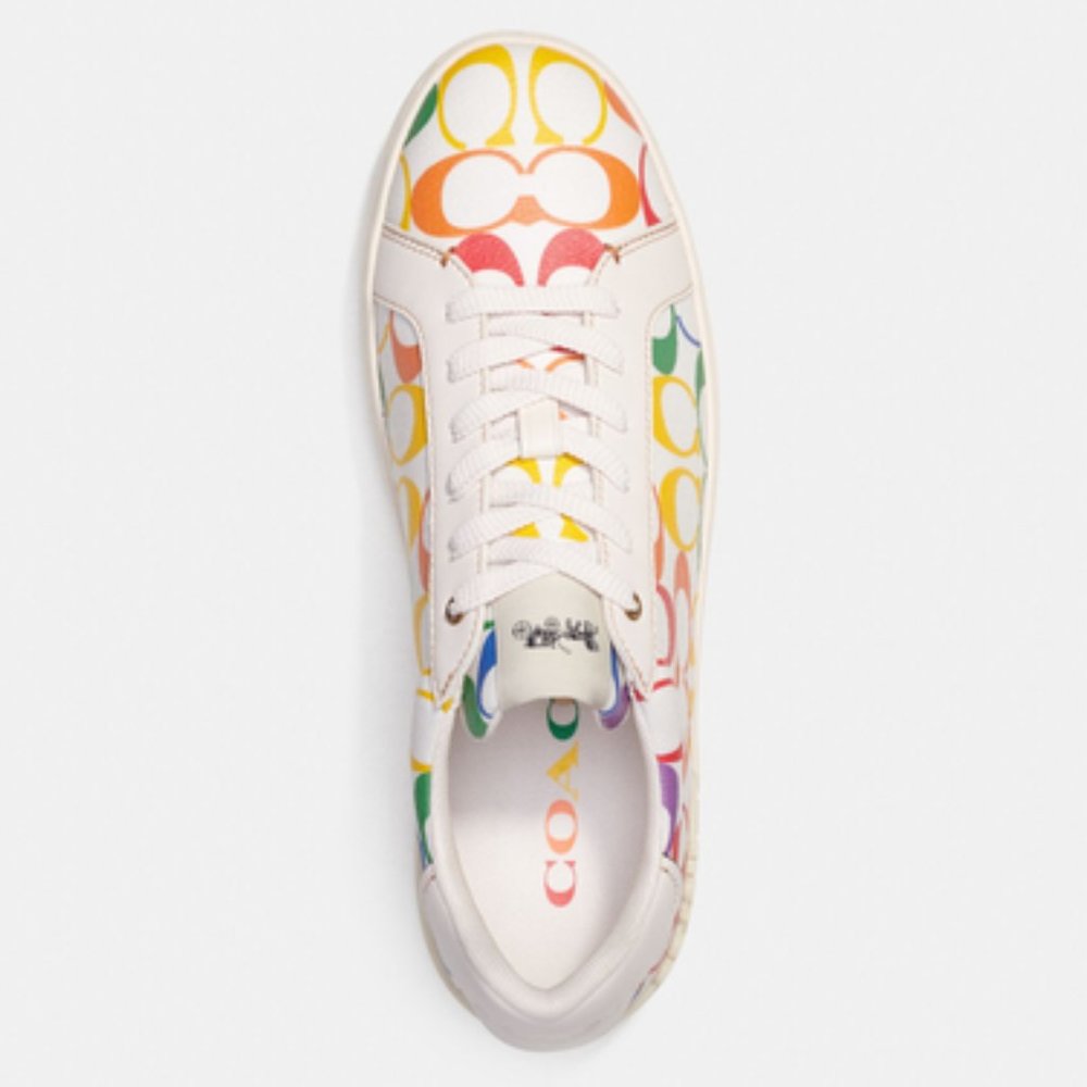 🌈 Coach Clip Low Top Sneaker In Rainbow Signature Canvas - Picture 3 of 16
